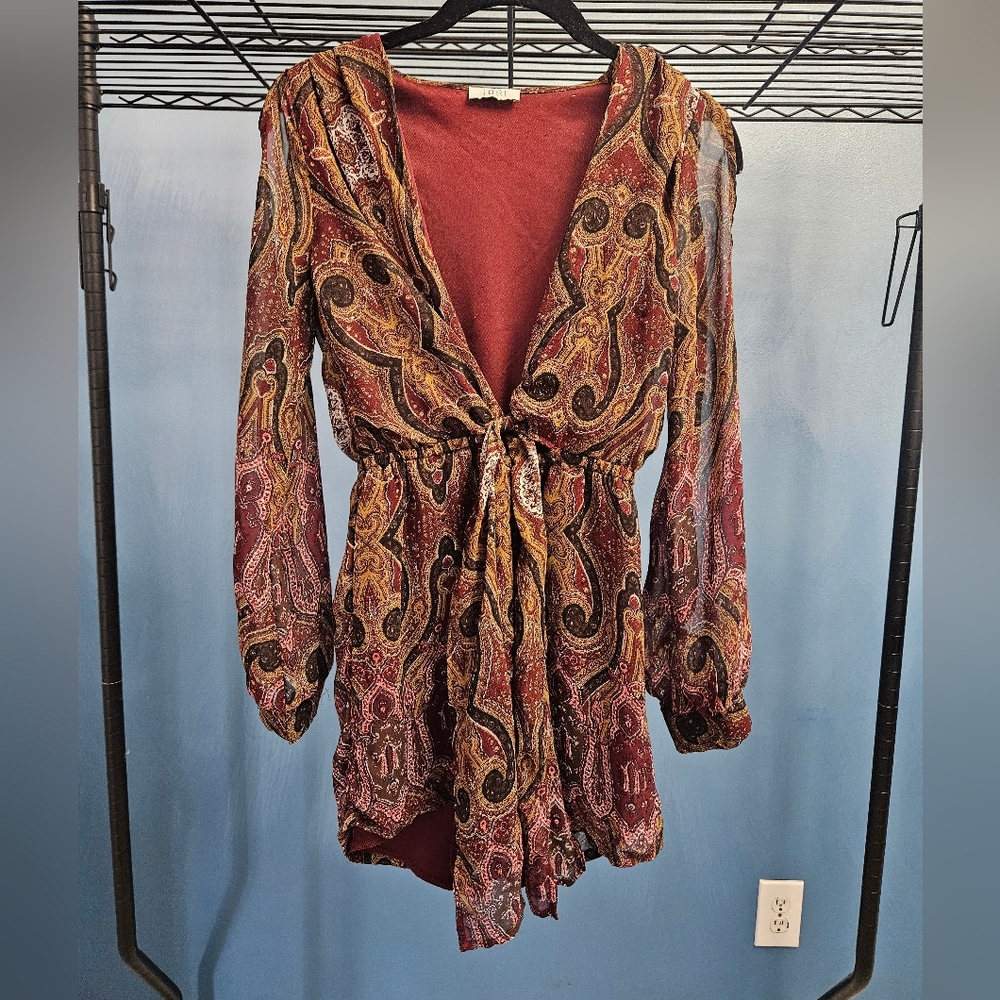 Maroon Paisley Romper, Tobi